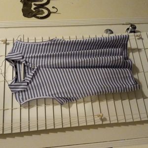 Nike Golf Dry Fit, xlg, striped blue and white sleeveless, women's sport shirt.